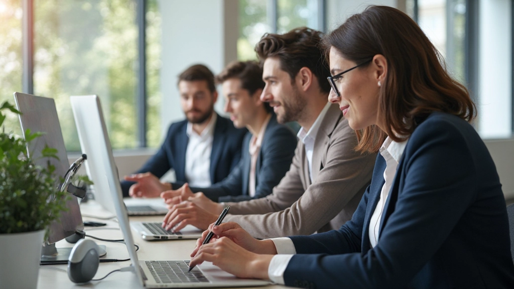 Team leden die accessibility testing uitvoeren met verschillende tools en apparaten op kantoor